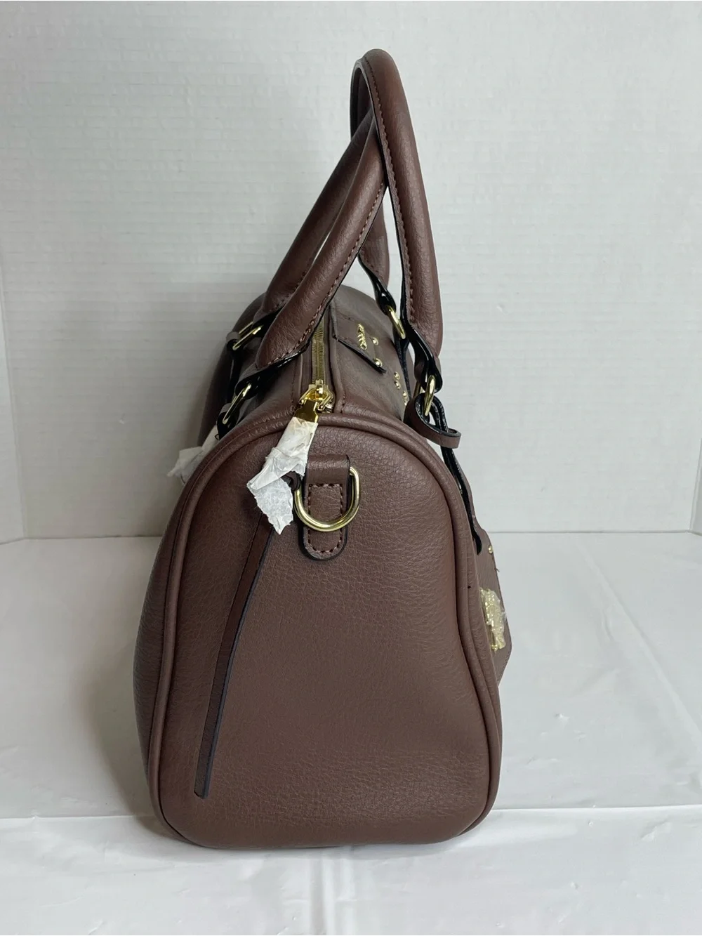 U.S. Polo Assn. Brown Satchel with Gold Studs